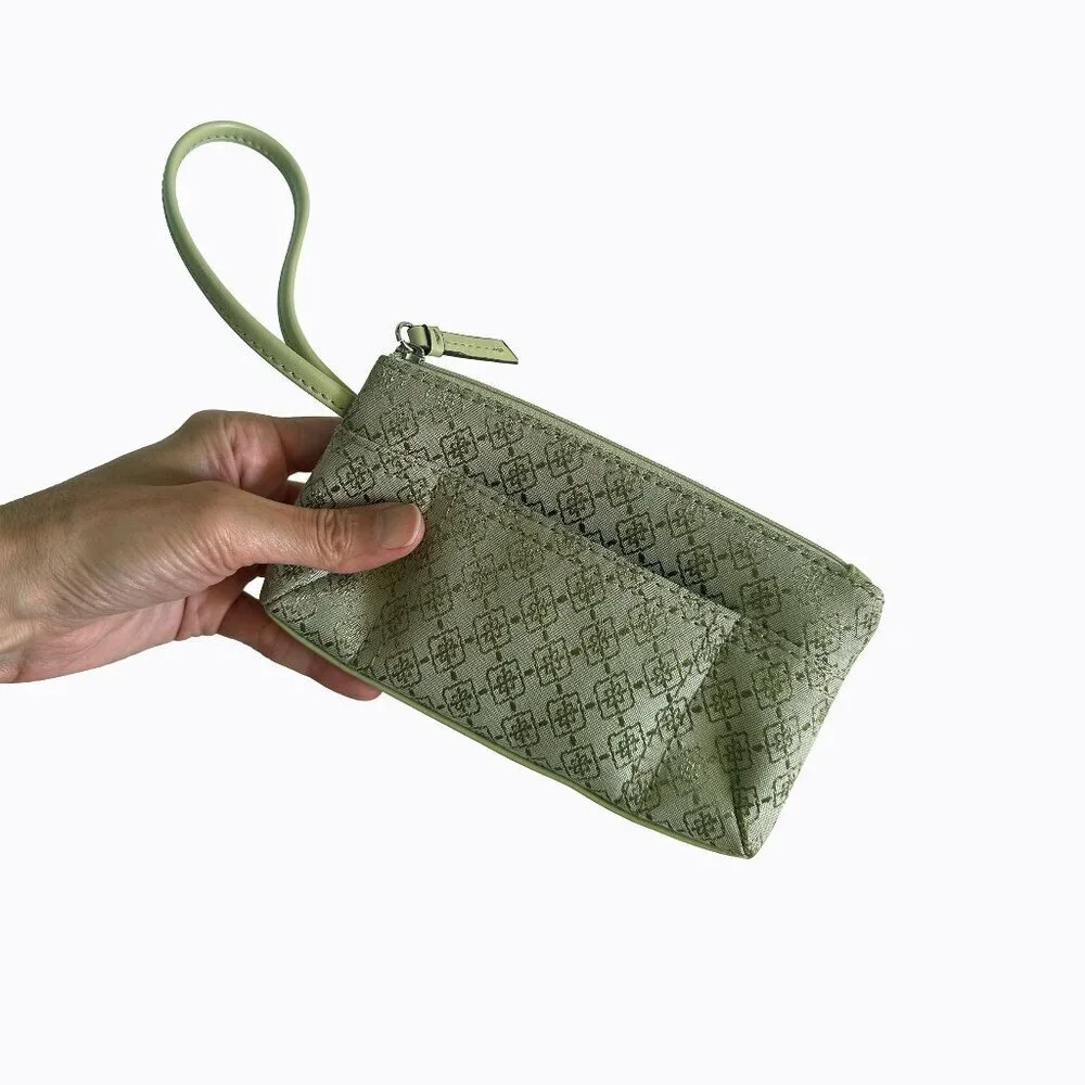 Retro Argyle Wristlet Clutch Mini Compact Bag Wallet Mint Green Diamond Pattern